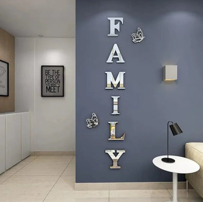 Family Sign Acrylic 3D Mirror Wall Decor