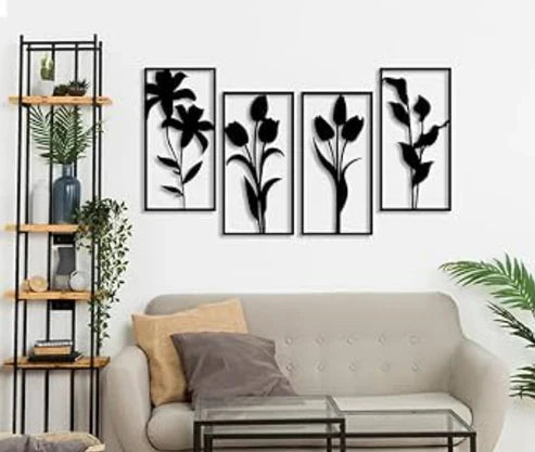 Flower Acrylic 4 piece Wall Decor Set,Acrylic Flower Wall Art, Vertical Acrylic Wall Decor, Floral Acrylic Wall Hangings, Living Room Acrylic Wall Decor (4 piece set Flower Acrylic Wall Art